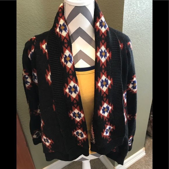 π»6xHP!π» Forever 21 Tribal Asym. Open Cardigan S - Picture 2 of 9